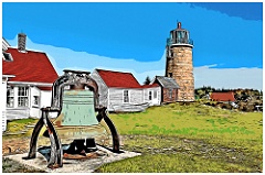 Old Fog Bell by Monhegan Island Light - Digital Painting